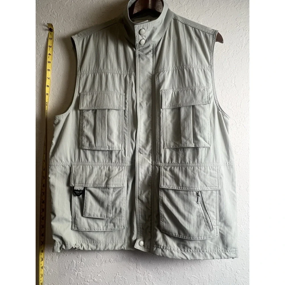 Travelsmith Men's Vented Hunting Vest Full Zip Beige Pockets Men's M Photography